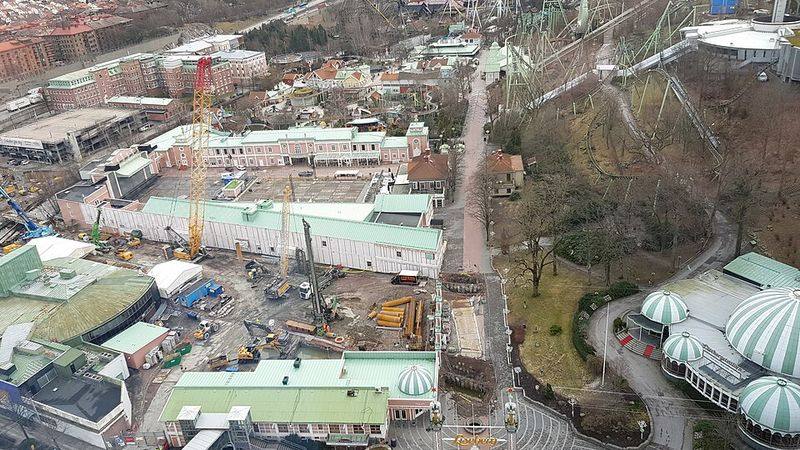 Fornøyelsesparken Liseberg i Göteborg sett ovenfra