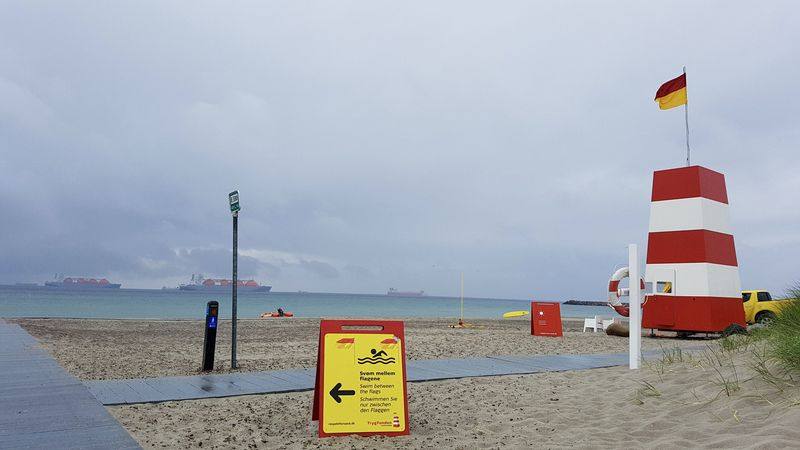 Strandwachtpost op het strand van Skagen in Denemarken