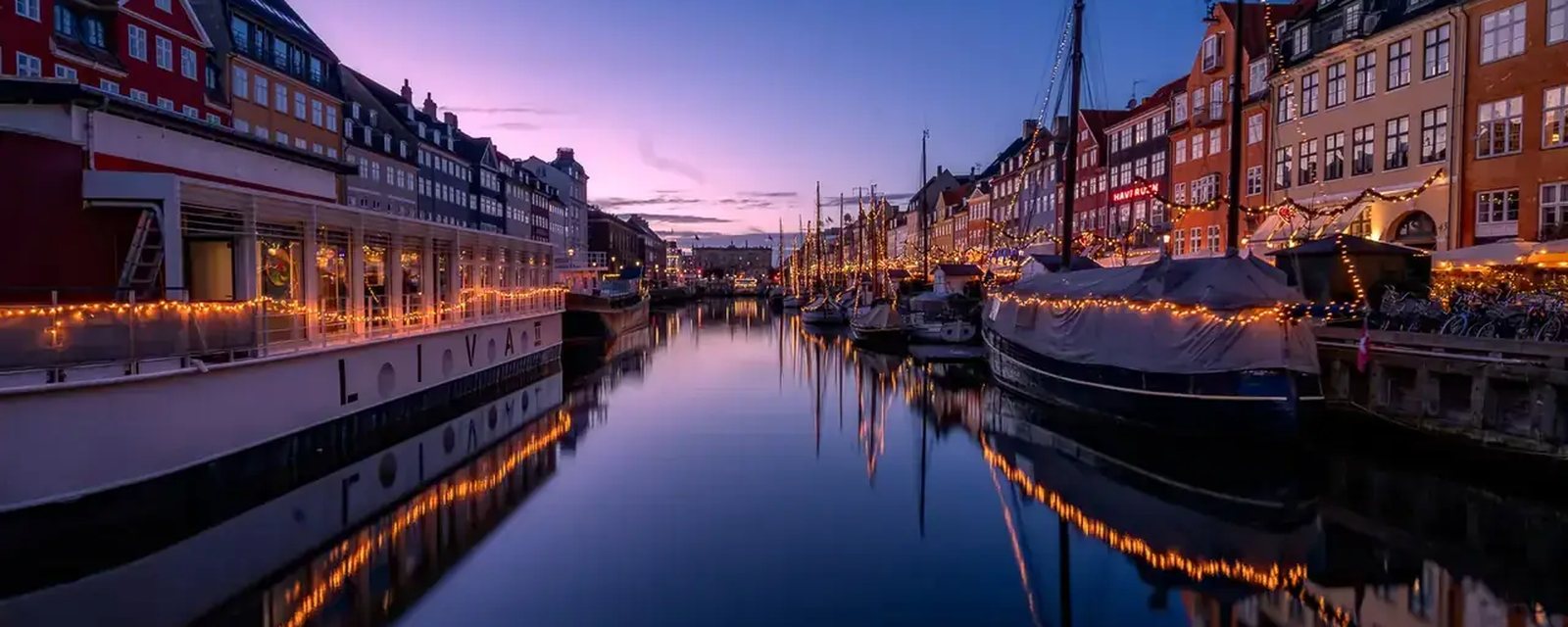 Nyhavn in Kopenhagen in de kersttijd